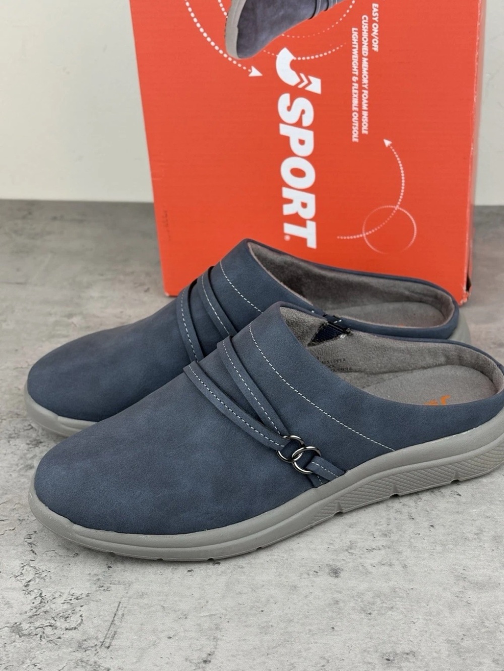 JSport Womens Slip On Gina Mule Shoes Clogs Comfort (Navy)‎ Sz 8 New - Picture 2 of 5